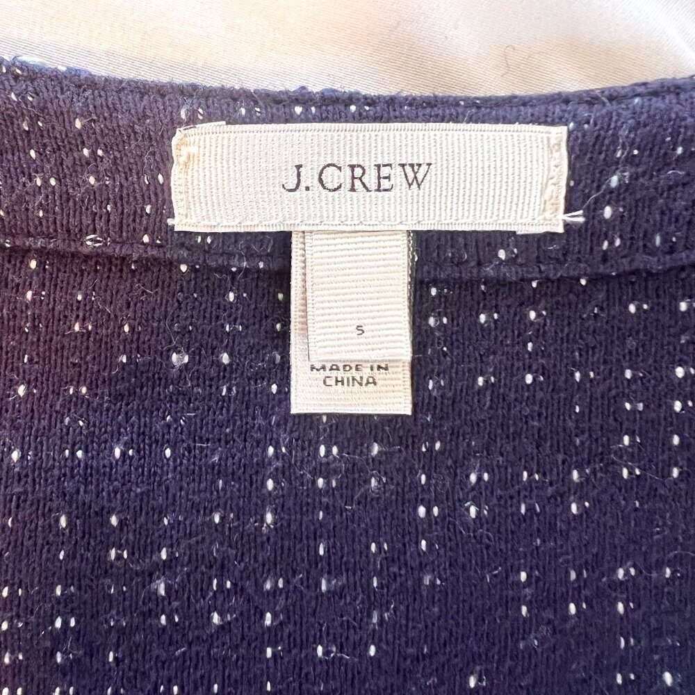 J. Crew Womens Navy Blue White Tweed Boucle Peplum Blazer Jacket Size Small - Picture 7 of 11